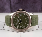 Patek Philippe Aquanaut Jumbo 18K White Gold Khaki Green Men's Watch 5168G-010